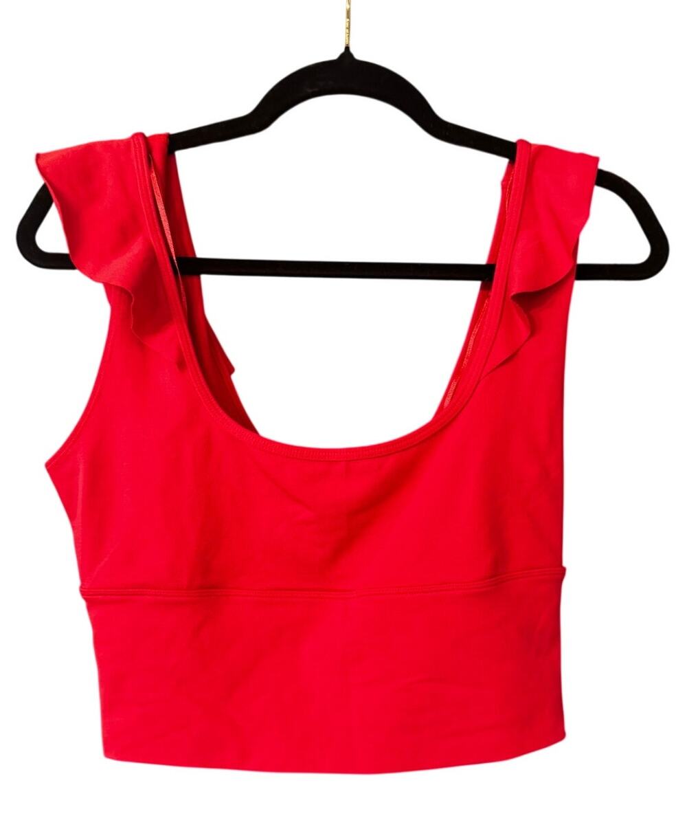 Free People Movement Ruffle Crop Tank Top Red Athletic Yoga Bra Top Medium